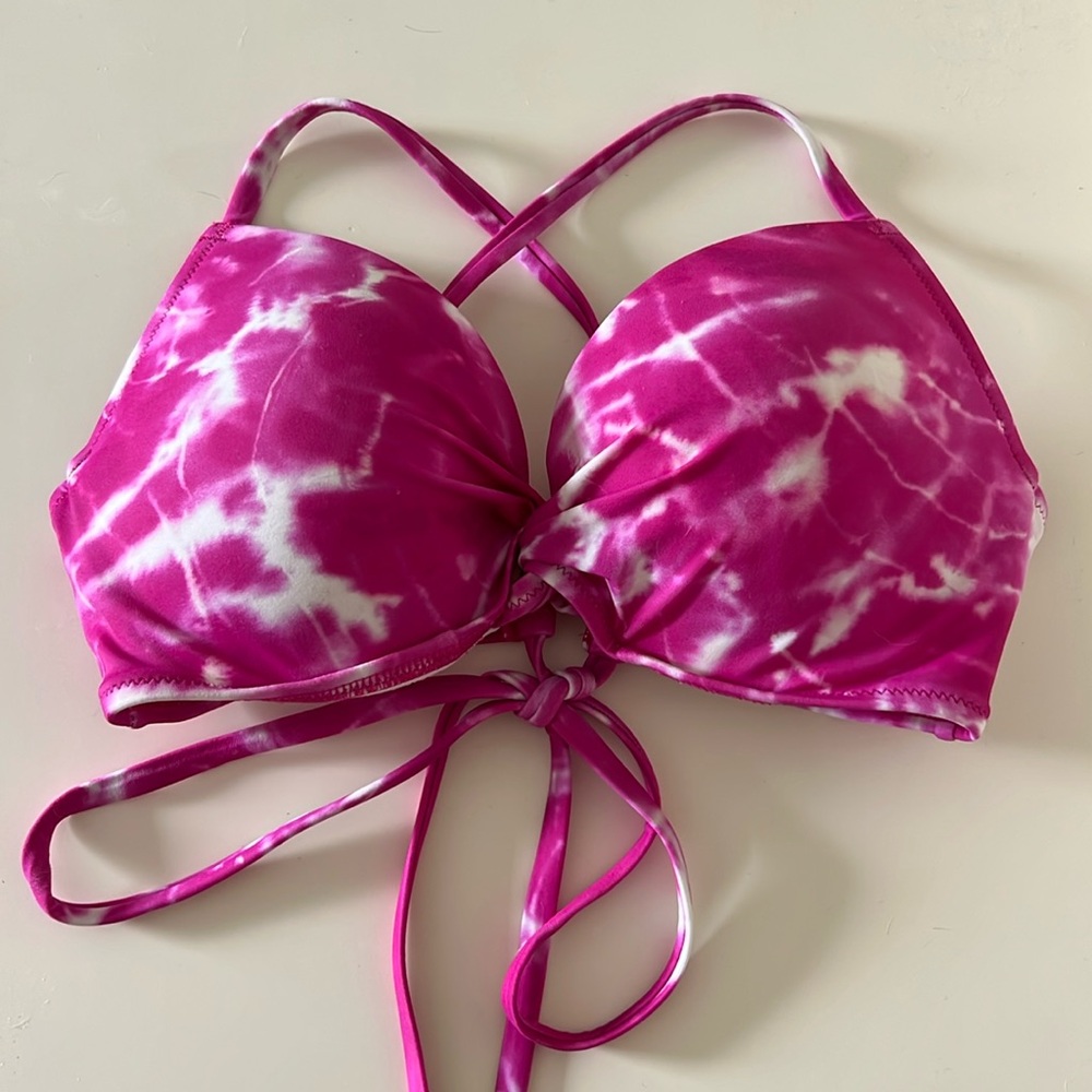 Shade and Shore Pink Tie-Dye Bikini Top